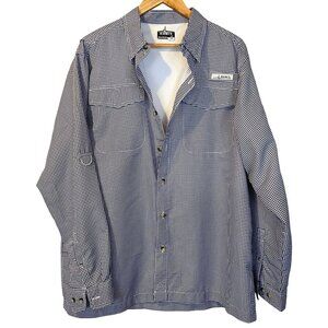 Habit‎ Mens Performance UPF 40 Long Sleeve Shirt L Blue Gingham Check Outdoor